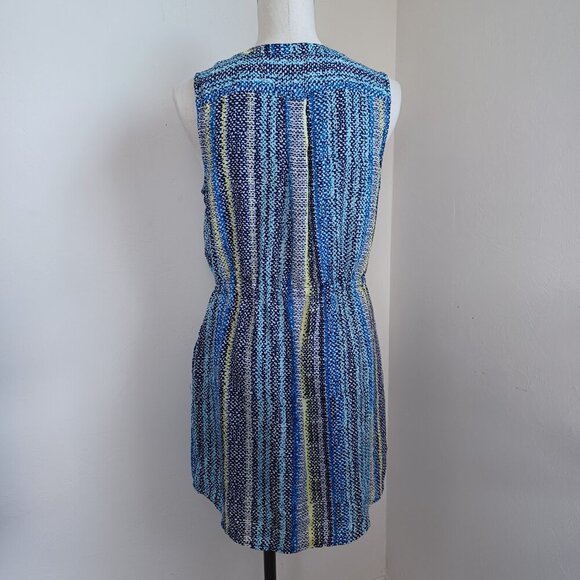 Skies Are Blue Shirt Dress Colorful Sleeveless Button Front Tie Waist Womens L - Picture 3 of 16